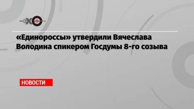 «Единороссы» утвердили Вячеслава Володина спикером Госдумы 8-го созыва