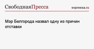 Мэр Белгорода назвал одну из причин отставки
