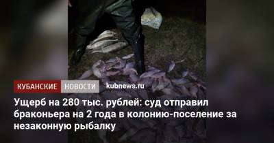 Ущерб на 280 тыс. рублей: суд отправил браконьера на 2 года в колонию-поселение за незаконную рыбалку - kubnews.ru - Россия - Краснодарский край - район Щербиновский