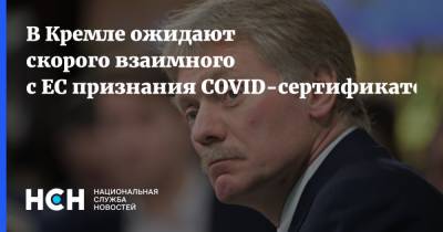 В Кремле ожидают скорого взаимного с ЕС признания COVID-сертификатов