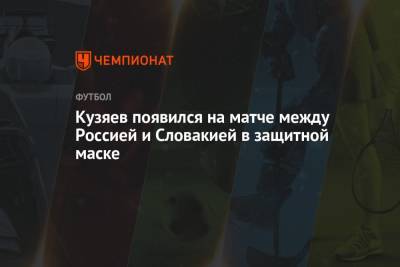 Кузяев появился на матче между Россией и Словакией в защитной маске