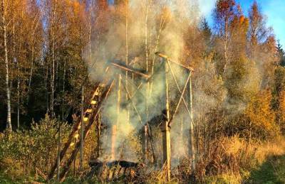В Вяземском районе сгорела охотничья вышка