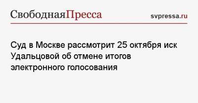 Суд в Москве рассмотрит 25 октября иск Удальцовой об отмене итогов электронного голосования