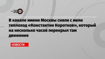 В канале имени Москвы сняли с мели теплоход «Константин Коротков», который на несколько часов перекрыл там движение