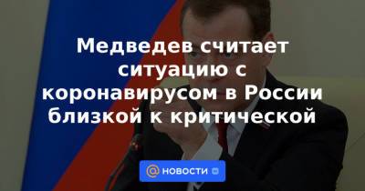 Медведев считает ситуацию с коронавирусом в России близкой к критической