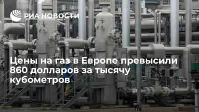 Цены на газ в Европе на открытии торгов подскочили на 11%, до 864 долларов за тысячу кубов