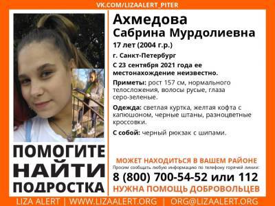 В Петербурге больше месяца назад без вести пропала 17-летняя девушка