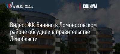 Видео: ЖК Ванино в Ломоносовском районе обсудили в правительстве Ленобласти