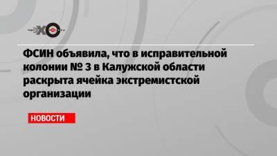 ФСИН объявила, что в исправительной колонии № 3 в Калужской области раскрыта ячейка экстремистской организации