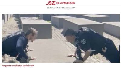 Шок в Берлине: полицейские отжимались на памятниках жертвам Катастрофы