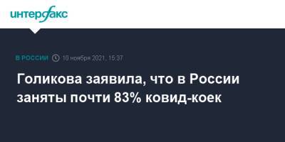 Голикова заявила, что в России заняты почти 83% ковид-коек