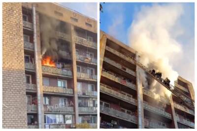Пожар в одесском общежитии, видео ЧП: людей эвакуировали, но возникли проблемы