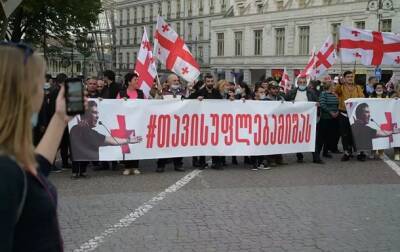 Михаил Саакашвили - Ника Мелия - В Тбилиси забросали камнями участников митинга в поддержку Саакашвили - korrespondent.net - Украина - Грузия - Тбилиси