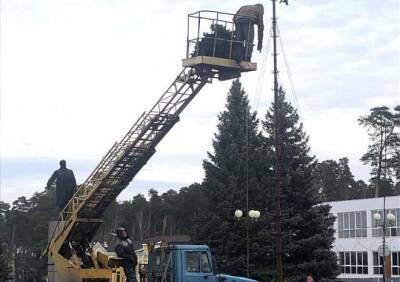 В Рязани начали установку городских новогодних елок
