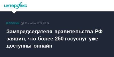 Зампредседателя правительства РФ заявил, что более 250 госуслуг уже доступны онлайн
