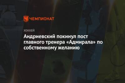 Андриевский покинул пост главного тренера «Адмирала» по собственному желанию