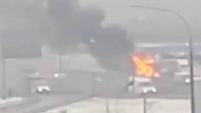 Появилось видео с места возгорания фуры на 41-м километре МКАД