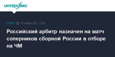 Российский арбитр назначен на матч соперников сборной России в отборе на ЧМ