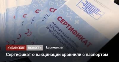 Татьяна Голикова - Сертификат о вакцинации сравнили с паспортом - kubnews.ru - Россия