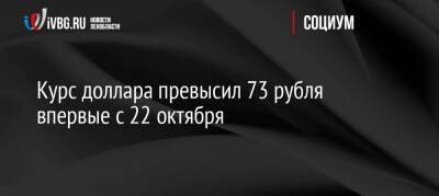 Курс доллара превысил 73 рубля впервые с 22 октября