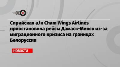 Сирийская а/к Cham Wings Airlines приостановила рейсы Дамаск-Минск из-за миграционного кризиса на границах Белоруссии