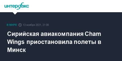 Сирийская авиакомпания Cham Wings приостановила полеты в Минск