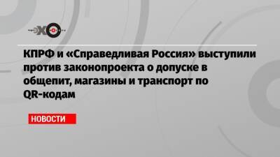 КПРФ и «Справедливая Россия» выступили против законопроекта о допуске в общепит, магазины и транспорт по QR-кодам