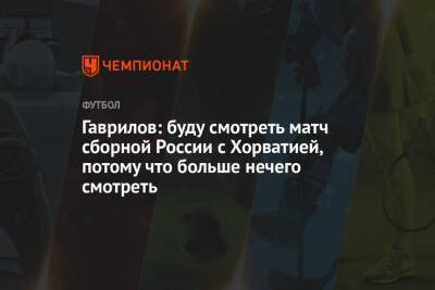 Гаврилов: буду смотреть матч сборной России с Хорватией, потому что больше нечего смотреть