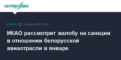 ИКАО рассмотрит жалобу на санкции в отношении белорусской авиаотрасли в январе