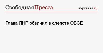 Глава ЛНР обвинил в слепоте ОБСЕ