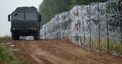 Беженцы перебрались через белорусское ограждение на границе с Польшей