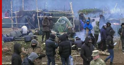 Мигранты перебрались через колючую проволоку на границе Белоруссии и Польши
