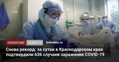 Снова рекорд: за сутки в Краснодарском крае подтвердили 636 случаев заражения COVID-19