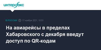 На авиарейсы в пределах Хабаровского с декабря введут доступ по QR-кодам