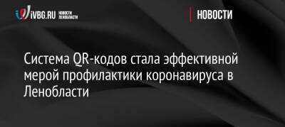 Николай Емельянов - Система QR-кодов стала эффективной мерой профилактики коронавируса в Ленобласти - ivbg.ru - Россия - Украина - Ленинградская обл.