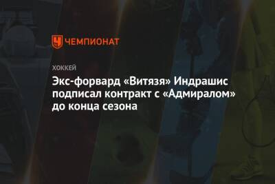 Экс-фоврард «Витязя» Индрашис подписал контракт с «Адмиралом» до конца сезона