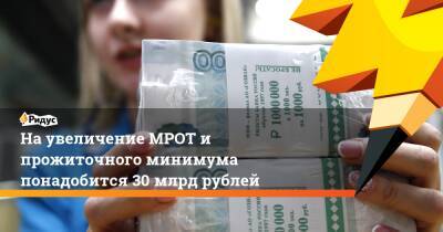 На увеличение МРОТ и прожиточного минимума понадобится 30 млрд рублей