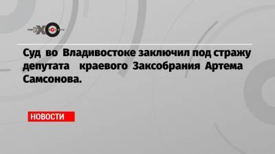 Суд во Владивостоке заключил под стражу депутата краевого Заксобрания Артема Самсонова.