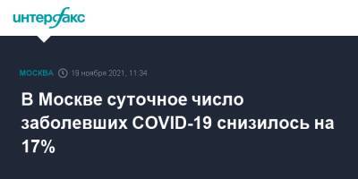 В Москве суточное число заболевших COVID-19 снизилось на 17%