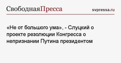 «Не от большого ума», — Слуцкий о проекте резолюции Конгресса о непризнании Путина президентом