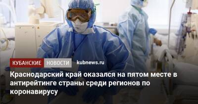 Краснодарский край оказался на пятом месте в антирейтинге страны среди регионов по коронавирусу