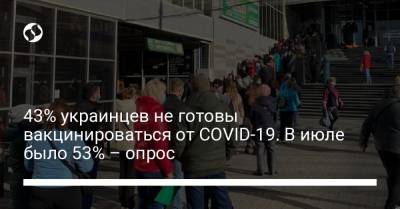 43% украинцев не готовы вакцинироваться от COVID-19. В июле было 53% – опрос