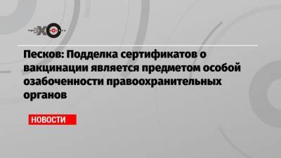 Песков: Подделка сертификатов о вакцинации является предметом особой озабоченности правоохранительных органов