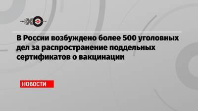 В России возбуждено более 500 уголовных дел за распространение поддельных сертификатов о вакцинации