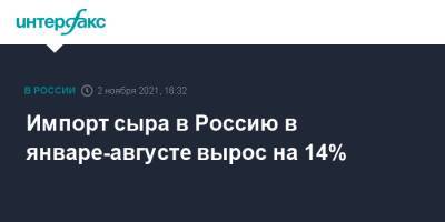 Импорт сыра в Россию в январе-августе вырос на 14%
