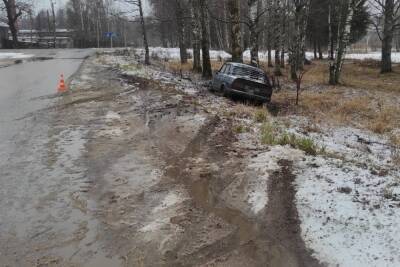 В Тверской области машина на зимней резине слетела с дороги