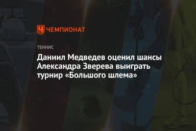 Даниил Медведев оценил шансы Александра Зверева выиграть турнир «Большого шлема»
