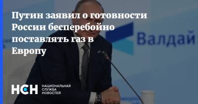 Путин заявил о готовности России бесперебойно поставлять газ в Европу