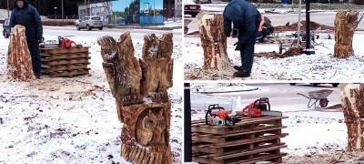 Житель Карелии вырезал для своего города много деревянных сов