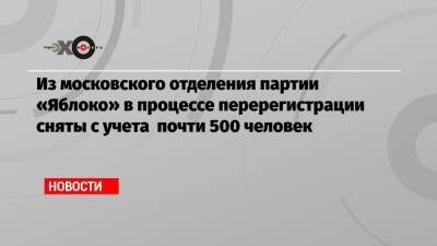 Из московского отделения партии «Яблоко» в процессе перерегистрации сняты с учета почти 500 человек